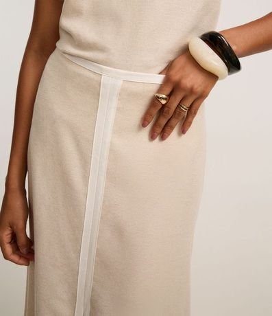 Pollera Evasê Midi en Viscolino con Bies Contrastante 4