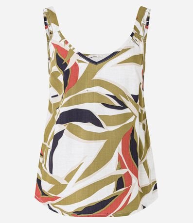 Blusa en Viscosa con Escote U y Estampa Follaje 5