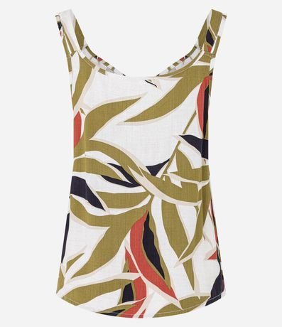 Blusa en Viscosa con Escote U y Estampa Follaje 6