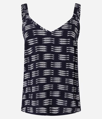 Blusa en Viscosa con Escote V y Estampa de Peces 5