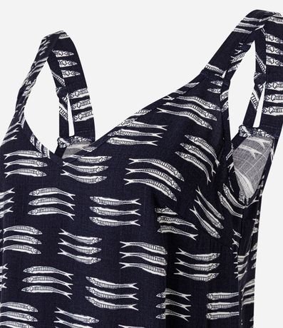 Blusa en Viscosa con Escote V y Estampa de Peces 7