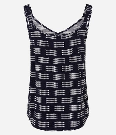 Blusa en Viscosa con Escote V y Estampa de Peces 7