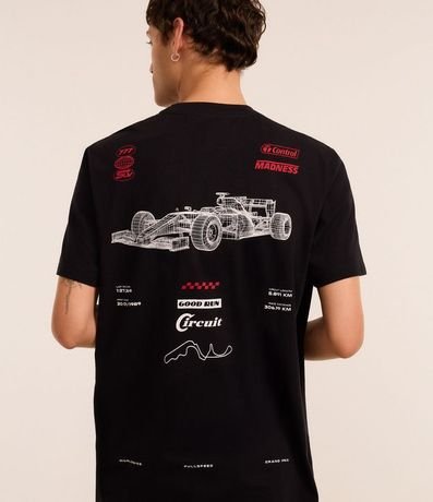 Remera Comfort en Algodón con Estampa Automovilismo y Lettering