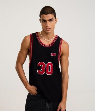 Musculosa Sportcore en Punto con Número 30 y Bies contrastante