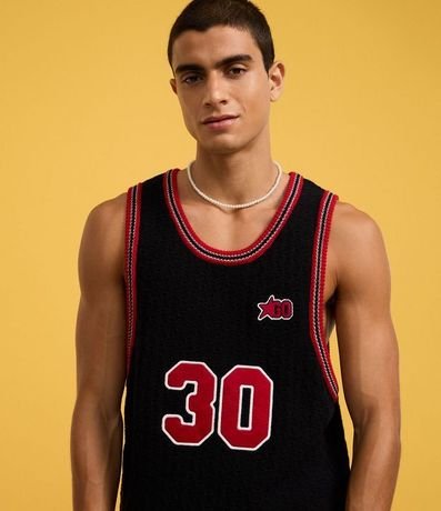 Musculosa Sportcore en Punto con Número 30 y Bies contrastante 5