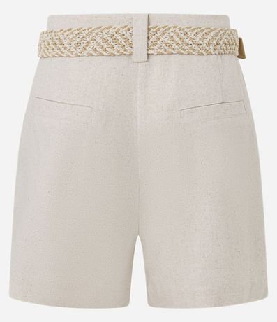 Short Recto Cintura Alta en Viscolino con Cinturón de Rafia 2