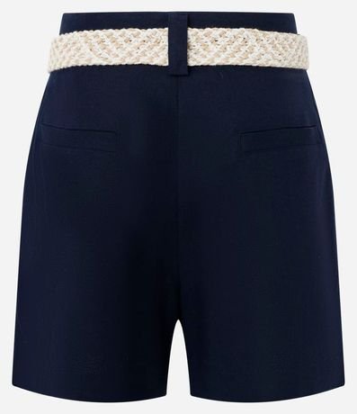 Short Recto Cintura Alta en Viscolino con Cinturón de Rafia 6