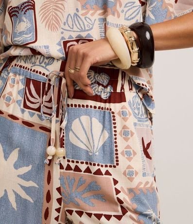 Short Cintura Alta en Viscosa con Estampa Tropical 4