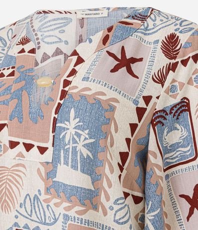 Blusa en Viscosa con Abalorio en el Escote y Estampa Palmeras 6