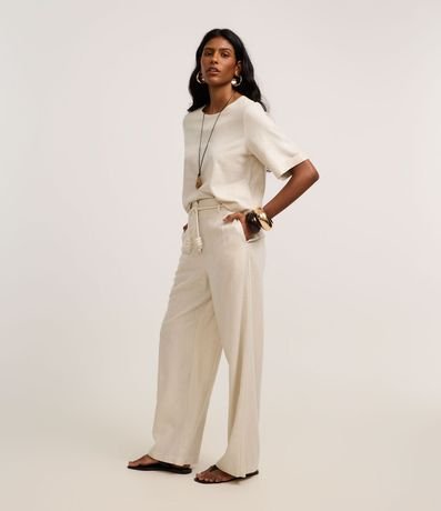 Pantalón Pantalona en Viscolino con Cinturón Cuerda 5