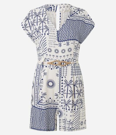 Enterito en Viscolino con Cinturón Cuerda y Estampa Tropical 5