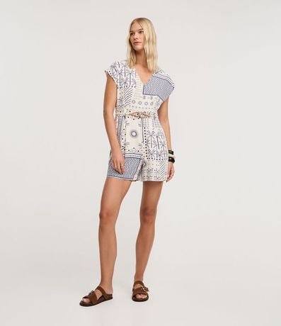 Enterito en Viscolino con Cinturón Cuerda y Estampa Tropical 2