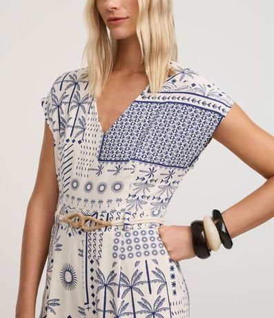 Enterito en Viscolino con Cinturón Cuerda y Estampa Tropical 4