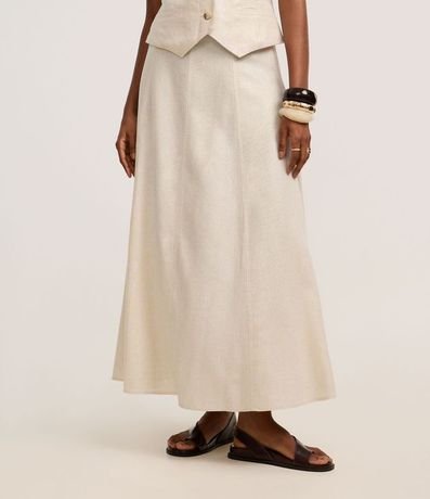 Pollera Recta Midi en Viscolino con Costura Aparente en el Recorte 3