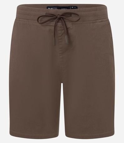 Bermuda en Sarga con Cintura Elástica y Bolsillos