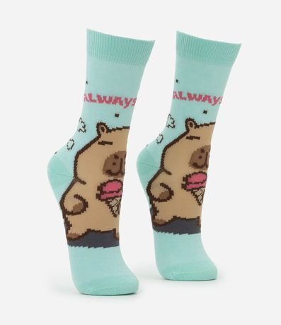 Media Caña Larga en Algodón con Estampa Carpincho Always Capy 2