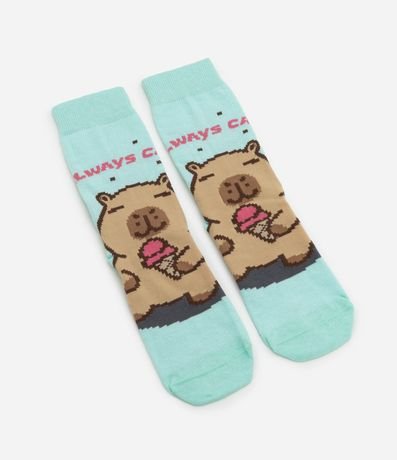 Media Caña Larga en Algodón con Estampa Carpincho Always Capy 4