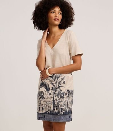 Vestido T-Shirt Corto en Viscolino con Estampa Arco de Lapa 1