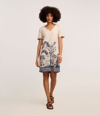 Vestido T-Shirt Corto en Viscolino con Estampa Arco de Lapa 2