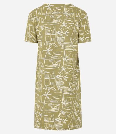 Vestido T-Shirt en Viscolino con Estampa Paisaje Tropical 6