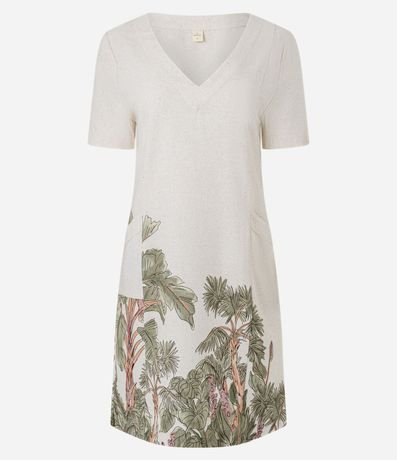 Vestido T-Shirt en Viscolino con Estampado de Follaje 5