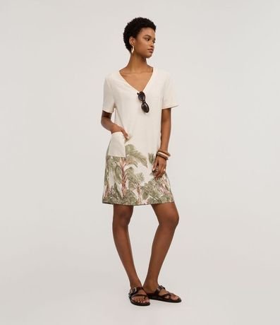 Vestido T-Shirt en Viscolino con Estampado de Follaje 2