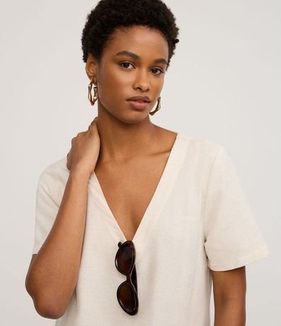 Vestido T-Shirt en Viscolino con Estampado de Follaje 3