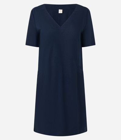 Vestido T-Shirt en Viscolino con Escote V