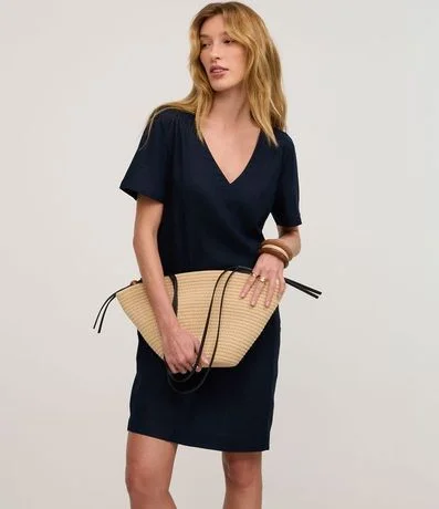 Vestido T-Shirt en Viscolino con Escote V