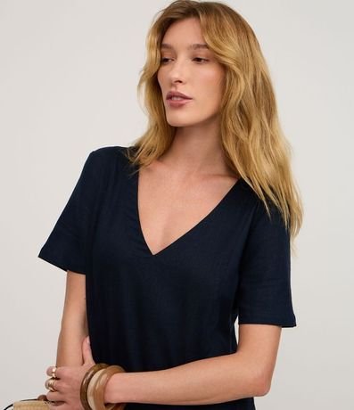 Vestido T-Shirt en Viscolino con Escote V 3