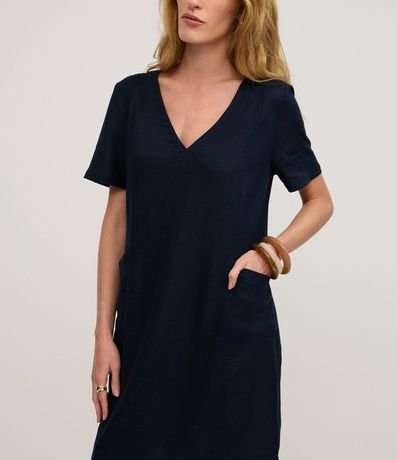 Vestido T-Shirt en Viscolino con Escote V 4