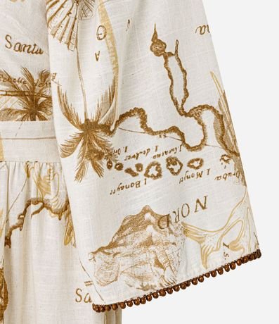 Vestido Evasê Midi en Viscolino con Estampa Mapa 6