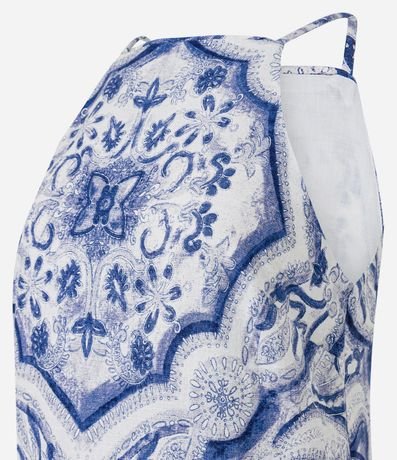 Vestido Evasê Midi en Viscolino con Estampa Palmeras 2