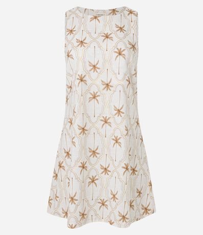 Vestido Corto en Viscolino con Estampa Palmeras y Hojas 5