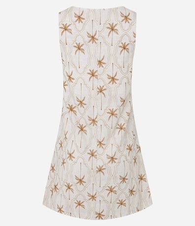 Vestido Corto en Viscolino con Estampa Palmeras y Hojas 7