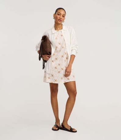 Vestido Corto en Viscolino con Estampa Palmeras y Hojas 2