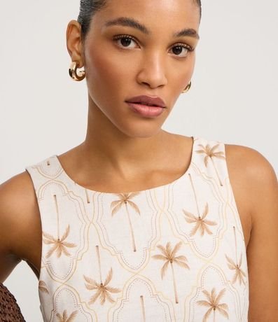 Vestido Corto en Viscolino con Estampa Palmeras y Hojas 3