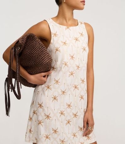 Vestido Corto en Viscolino con Estampa Palmeras y Hojas 4