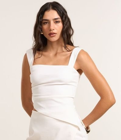 Blusa Alargada en Bengalina con Bajo Asimétrica