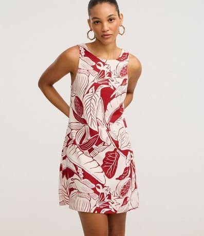 Vestido Corto en Viscolino con Estampa Follaje y Limones 2