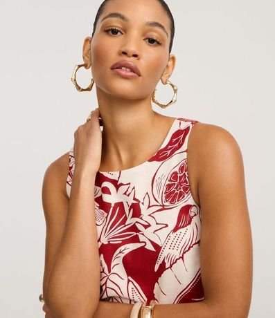 Vestido Corto en Viscolino con Estampa Follaje y Limones 3