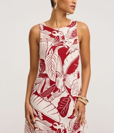 Vestido Corto en Viscolino con Estampa Follaje y Limones 4