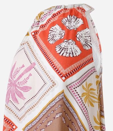 Vestido Evasê Midi en Viscolino con Estampa Tropical 8