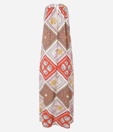 Vestido Evasê Midi en Viscolino con Estampa Tropical 9