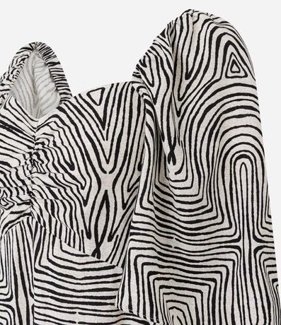 Vestido Midi en Viscolino con Manga Godê y Estampado Geométrico 6