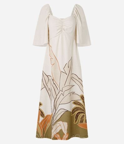 Vestido Midi en Viscolino con Estampa Follaje 5