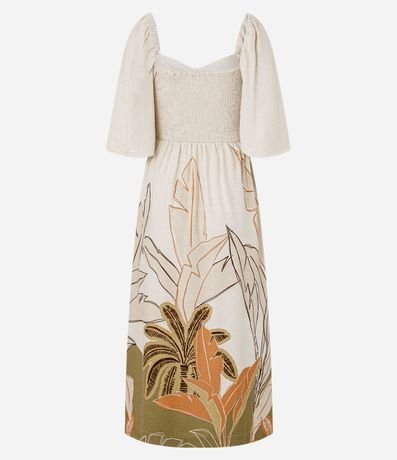 Vestido Midi en Viscolino con Estampa Follaje 7