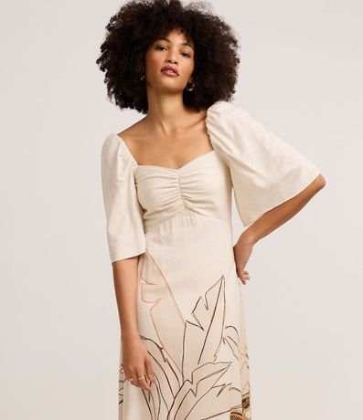 Vestido Midi en Viscolino con Estampa Follaje 2