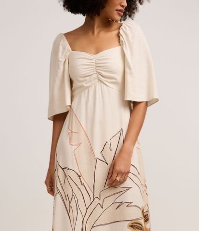 Vestido Midi en Viscolino con Estampa Follaje 4