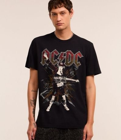 Remera Comfort en Algodón con Estampa ACDC y Lettering